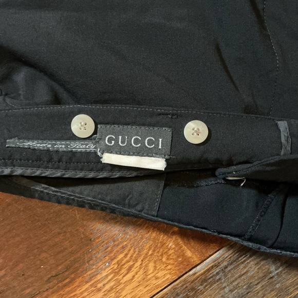 Gucci Men’s Black Wool-Blend Dress Pants EU 54 US 38–40 with Suspender Buttons - Picture 2 of 6